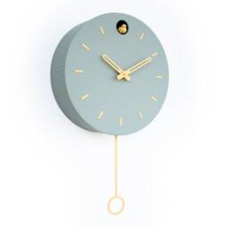 Linden Green Cuckoo Clock, Saffron Details, Minimalist Wall Decor, Modern Wooden Design - thumbnail 3
