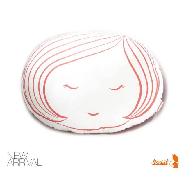 Limited Edition Girl Face Plush Pillow in Coral Pink Print - image 1