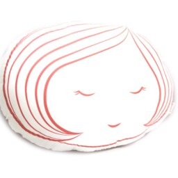 Limited Edition Girl Face Plush Pillow in Coral Pink Print - thumbnail 2