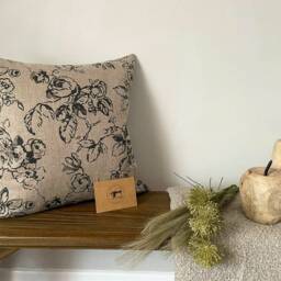 Flowers & Stripes - Charcoal Pattern Linen Modern Farmhouse Cushion Cover Bundle - thumbnail 3
