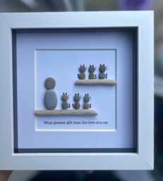 Pebble Art Gift For Cat Lovers, What Greater Than The Love Of A Cat, Personalised Birthday Framed Art, Lovers - thumbnail 1