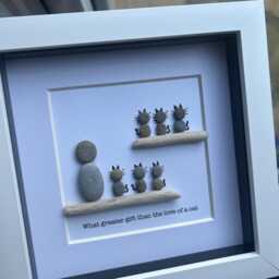 Pebble Art Gift For Cat Lovers, What Greater Than The Love Of A Cat, Personalised Birthday Framed Art, Lovers - thumbnail 2