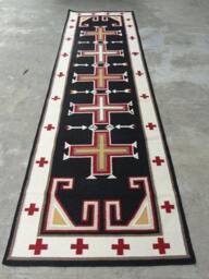 Navajo Runner Rug Hand Woven Southwestern Native American Tribal Style Wool Transitional Area Rug, 3' X 10' Black White Kilim - thumbnail 3