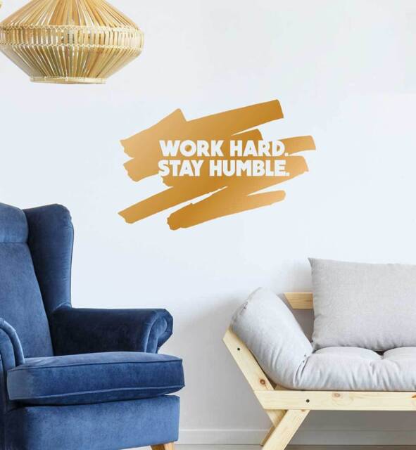 Work Hard Stay Humble Wall Sticker Decal - Quotes, Decals, Words, Inspiration, Decor, Family