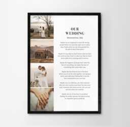 Custom Photo Poem Print. Personalised Wall Decor, Wedding Keepsake. Anniversary Framed Gift. Use Your Own Words & Photos - thumbnail 1