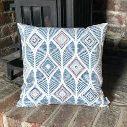 939. Handmade Artemis Indigo - Art Deco 100% Cotton Cushion Cover, Various Sizes - thumbnail 1