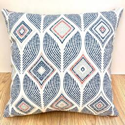 939. Handmade Artemis Indigo - Art Deco 100% Cotton Cushion Cover, Various Sizes - thumbnail 2