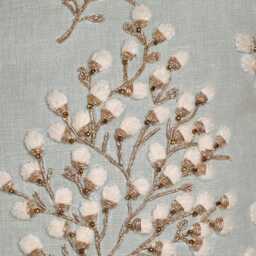 Light Blue Floral Embroidered Pillow Cover, Gold Zardosi Accents - Bmcc305 - thumbnail 3