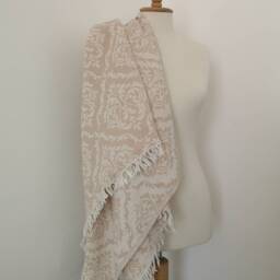 Beige Towel in Royal Motives - Ultrasoft Bath Sarong Stonewashed Cotton Fouta With Fringes Gift For Mother Spa Sheet - thumbnail 3