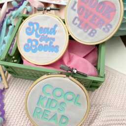 Kids Bookshelf Embroidery Hoop Decor, Shelfie Pastel Nursery Wall Art, Colourful Room, Gift For Book Lovers, Gifts For Readers - thumbnail 3