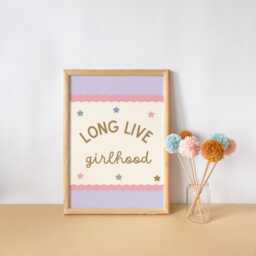 Long Live Girlhood Bright Pastel Print For Girls Bedroom, Nursery Or Playroom - Only - thumbnail 1