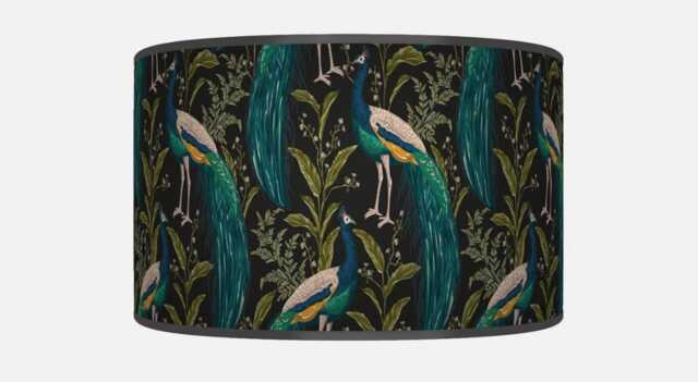 Handmade Peacock-Inspired Pendant Lamp Shade - Black, Turquoise & Teal, Elegant Lighting For Modern Spaces - image 1