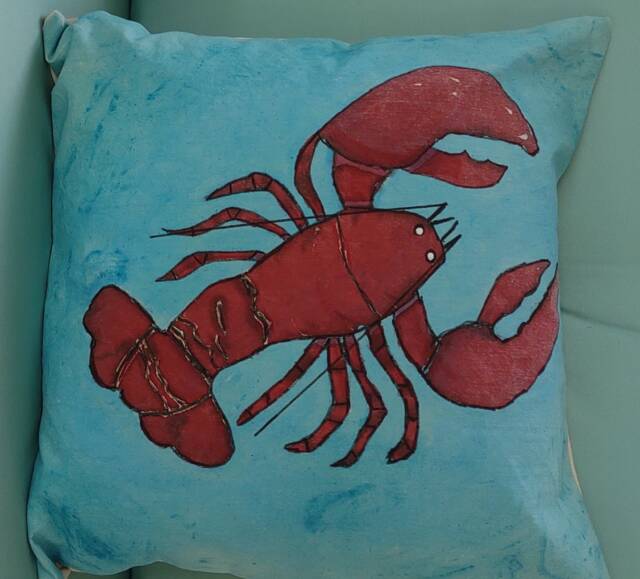Hand Dyed Lobster Pillow Cover Batik Cotton, 18 - image 1