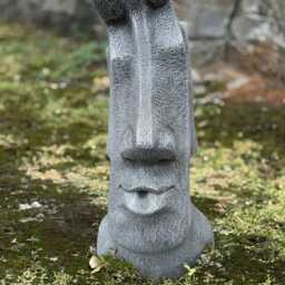 Concrete Moai Face Sculpture Stone Easter Island Head Figurine Handmade Abstract Ornament Outdoor Garden Statue Cement Gift - thumbnail 2