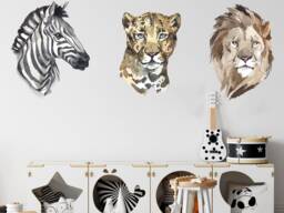 Watercolour Jungle Trio Wall Sticker Pack, Stickers, Safari Room Decor, Zebra