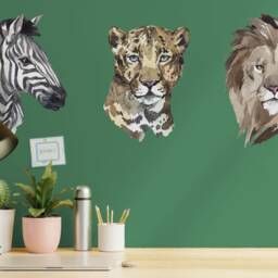 Watercolour Jungle Trio Wall Sticker Pack, Stickers, Safari Room Decor, Zebra - thumbnail 2
