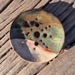 Handmade Round Ceramic Soap Dish Coastal Bathroom Decor - thumbnail 2