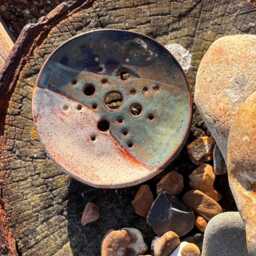 Handmade Round Ceramic Soap Dish Coastal Bathroom Decor - thumbnail 1