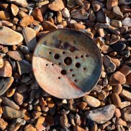 Handmade Round Ceramic Soap Dish Coastal Bathroom Decor - thumbnail 3