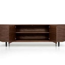 Veneer Walnut Long Tv Cabinet With 4 Doors Sideboard in Modern Mid-Century Style For Living Room Or Bedroom Livlo O-S08 - thumbnail 4