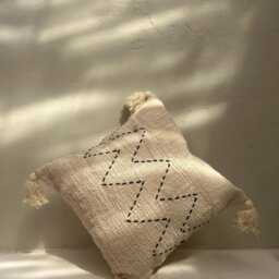 Boho Pillow Cover, Moroccan Cushion, Handmade Woven Textile, Tribal Neutral Farmhouse Decor - thumbnail 3