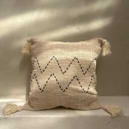 Boho Pillow Cover, Moroccan Cushion, Handmade Woven Textile, Tribal Neutral Farmhouse Decor - thumbnail 2