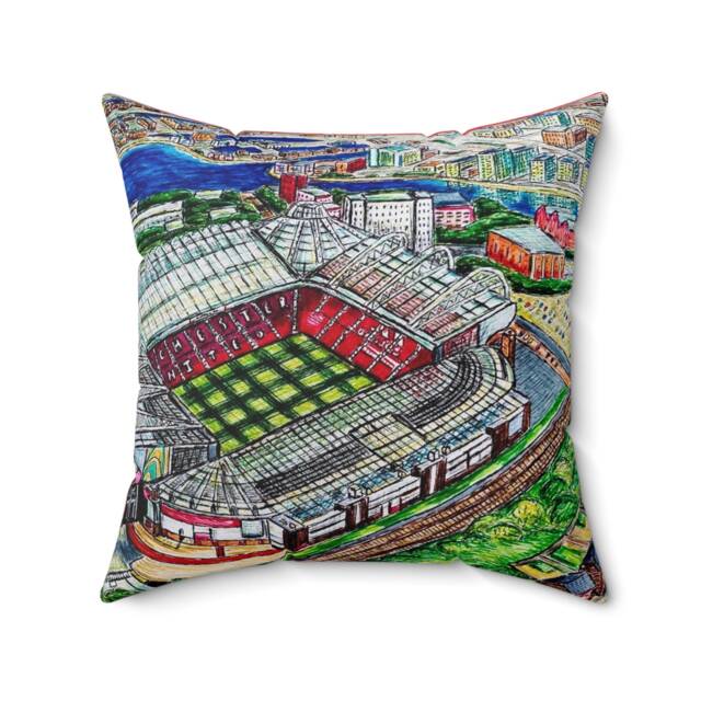 Manchester United Pillow Old Trafford Stadium Art, Football Fan Decor - image 1