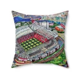 Manchester United Pillow Old Trafford Stadium Art, Football Fan Decor - thumbnail 1