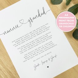 Personalised Nannie & Grandad Poem A4 A5 Print Nannie Gift, Grandparent Poem, Gift For Grandparents Christmas - thumbnail 2