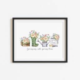 Spring Garden Watercolour Print Floral Landscape Wall Art - Unframed - thumbnail 3