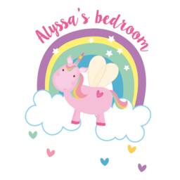 Personalised Flying Unicorn & Rainbow Wall Sticker, Decal, Room Decor, Decal - thumbnail 2