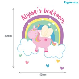 Personalised Flying Unicorn & Rainbow Wall Sticker, Decal, Room Decor, Decal - thumbnail 3