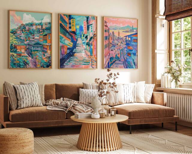 Set Of 3 Taipei Poster Set, Travel Prints, Taiwan Art, Decor, Taiwanese Gift, Oriental Wall Art - image 1