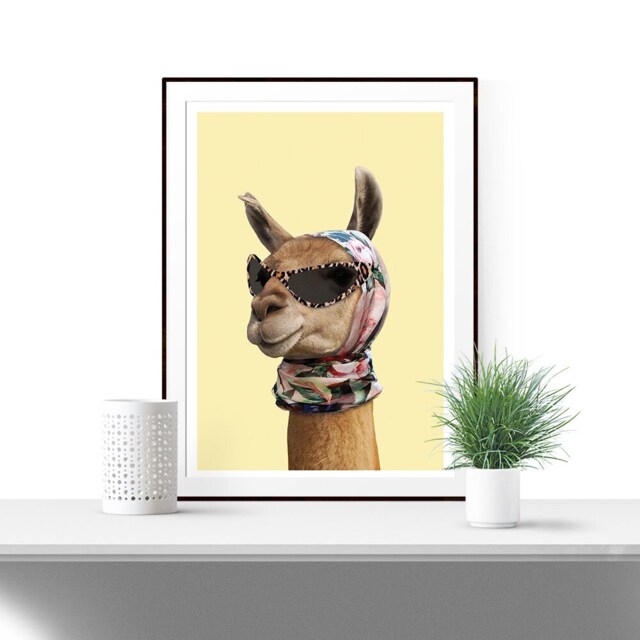 Fashion Llama Art Print, Poster Art, Quirky Poster, Creative Decor, Simple Minimalism Wall 172 - image 1