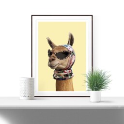 Fashion Llama Art Print, Poster Art, Quirky Poster, Creative Decor, Simple Minimalism Wall 172 - thumbnail 1