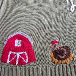 Gender Neutral Farm Theme Baby Name Blanket, Hand Embroidered Personalised Cotton Gift - thumbnail 3