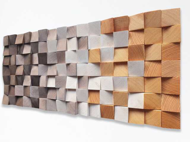 Large Abstract Wood Wall Art Brown & Natural Mosaic - image 1