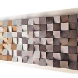 Large Abstract Wood Wall Art Brown & Natural Mosaic - thumbnail 3