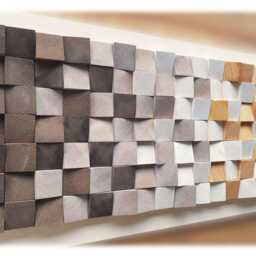 Large Abstract Wood Wall Art Brown & Natural Mosaic - thumbnail 4