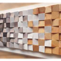 Large Abstract Wood Wall Art Brown & Natural Mosaic - thumbnail 2