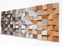Large Abstract Wood Wall Art Brown & Natural Mosaic - thumbnail 1