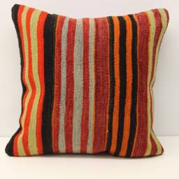 Handmade Kilim Pillow Cover 18x18, Turkish Oriental Design - thumbnail 2
