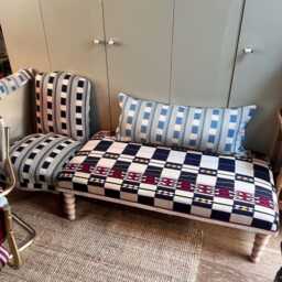Large Christopher Farr Cloth Piped Lumbar Cushions in Lost & Found - thumbnail 4