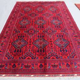 7x10 Large Tribal Rug - Afghan Hand Knotted Veg Dyes Wool Area Turkmen Zir Khaki Old Style Geometric Bukhara Rug Oriental Red Carpet - thumbnail 2