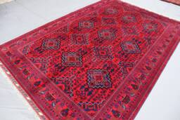 7x10 Large Tribal Rug - Afghan Hand Knotted Veg Dyes Wool Area Turkmen Zir Khaki Old Style Geometric Bukhara Rug Oriental Red Carpet - thumbnail 1