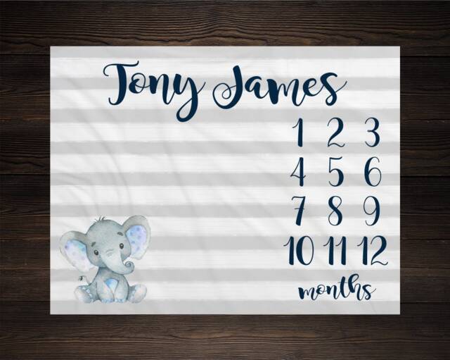 Safari Milestone Blanket Monthly Growth Tracker Soft Fleece Baby Shower Gift Newborn Watch Me Grow Elephant - image 1