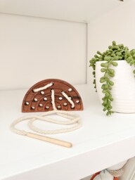 Boho Rainbow Arch Lacing Wood Toy, Handmade Wooden Threading Toys, Baby Nursery Shelf Decor, Natural Toy For Toddler Child