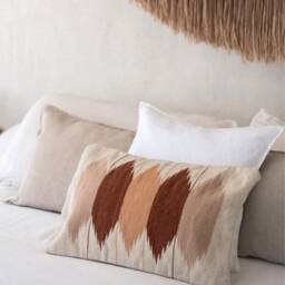 Tierra Mexican Woven Lumbar Pillow, Handmade Pillow, Decorative Throw Handwoven Wool Cushion, Boho Throw Pillow - thumbnail 2