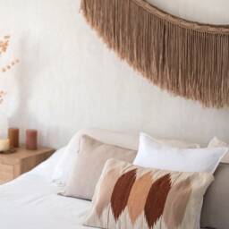 Tierra Mexican Woven Lumbar Pillow, Handmade Pillow, Decorative Throw Handwoven Wool Cushion, Boho Throw Pillow - thumbnail 3