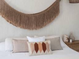 Tierra Mexican Woven Lumbar Pillow, Handmade Pillow, Decorative Throw Handwoven Wool Cushion, Boho Throw Pillow - thumbnail 1